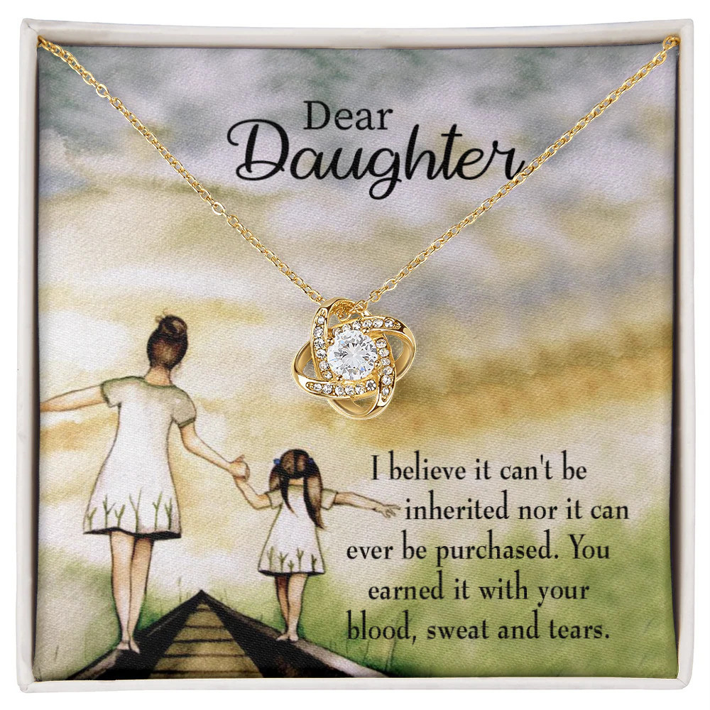 Daughter Mom's Love Infinity Knot CZ Necklace Gold Tone Standard Box